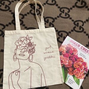 Artistic Canvas Tote Bag - Cream